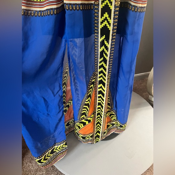 Royal Blue Printed Open Back Maxi Dress - Picture 10 of 10